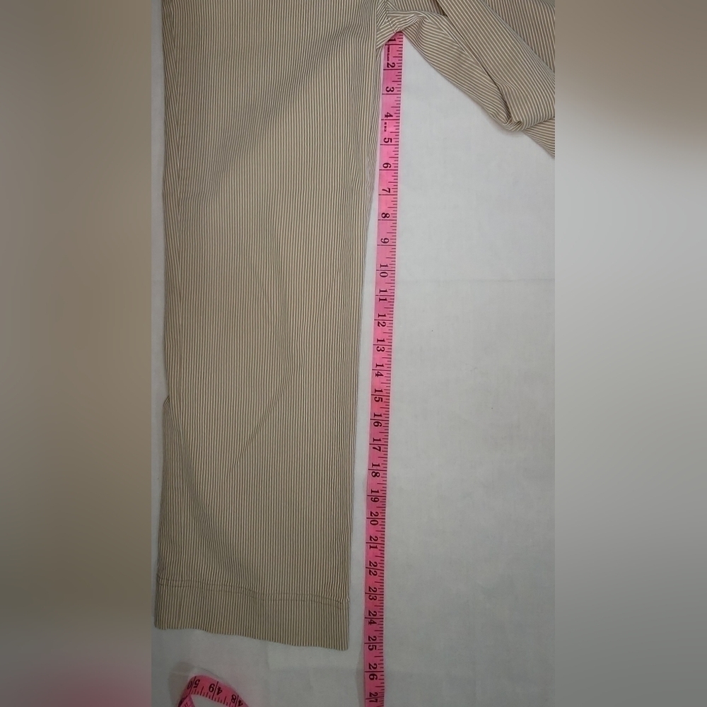 Jones New York Stretch Tan & White Seersucker Cropped Women's Pants Size 4 - Picture 9 of 10